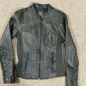 Army green leather jacket